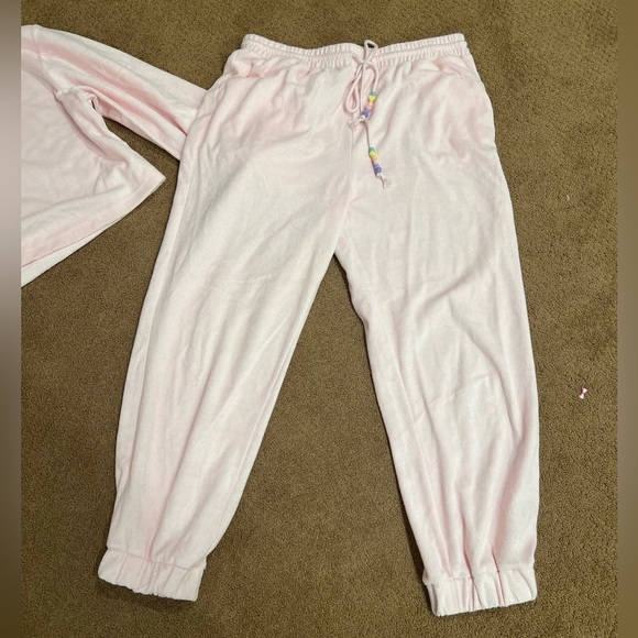 STONEY CLOVER Womens Terrycloth Jogger Set Pink Cropped Size M/L Limited Edition - Picture 5 of 8